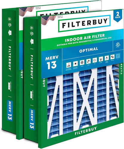 Filterbuy 20x25x5 Air Filter MERV 13 Optimal Smoke & Allergy Defense, by Filterbuy