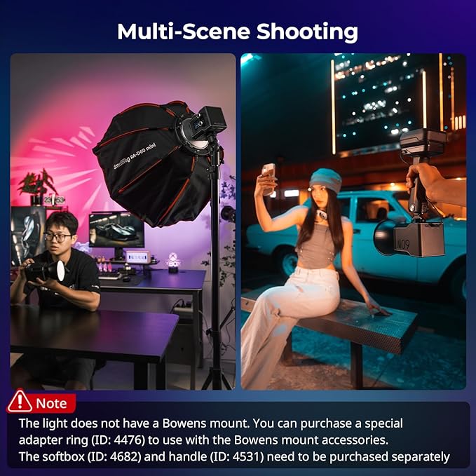 SmallRig RC 60C RGB LED Video Light, 3400mAh Battery 45min Runtime, APP Control, Potable Palm-Sized Continuous Output Lighting 2500-10000K, for Photography/Video/Studio, Powerbank Clamp Edition