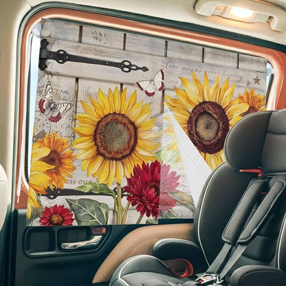 Red Yellow Sunflowers Magnetic Double Layer Car Window Shades, Side Window - Image 8