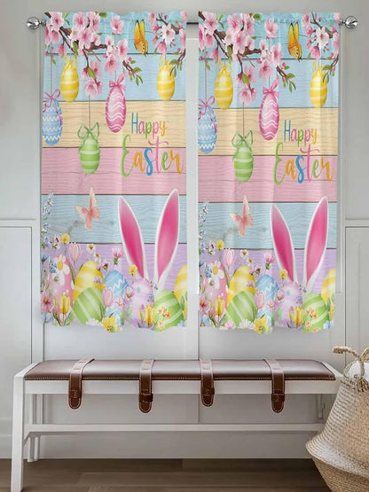 Colorful Easter Bedroom Curtains 63 Inches length, Spring Watercolor Bunny Egg - Image 4