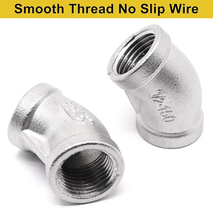 45 Degree Elbow 2PCS, 1/2" NPT Female x 1/2" NPT Female 304 Stainless Steel - Image 6