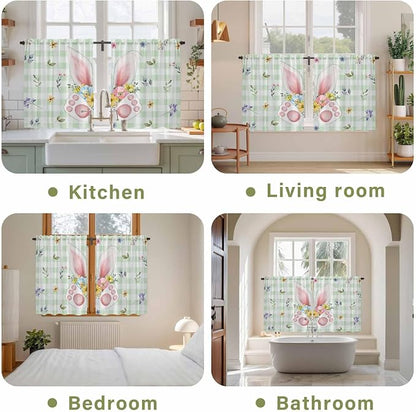 Easter Kitchen Tier Curtains 45 Inch Long 2 Panel Set, Rod Pocket Short Window - Image 8