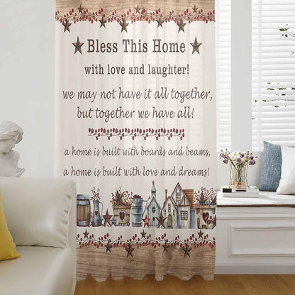 Farmhouse Sheer Curtains 96 Inch Length Country Star Barn Berry Brown Wood by Unknown