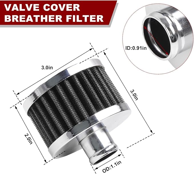 Air Intake Filter, 23MM High Flow Air Filter Cold Breather Turbo Vent Cleaner - Image 2