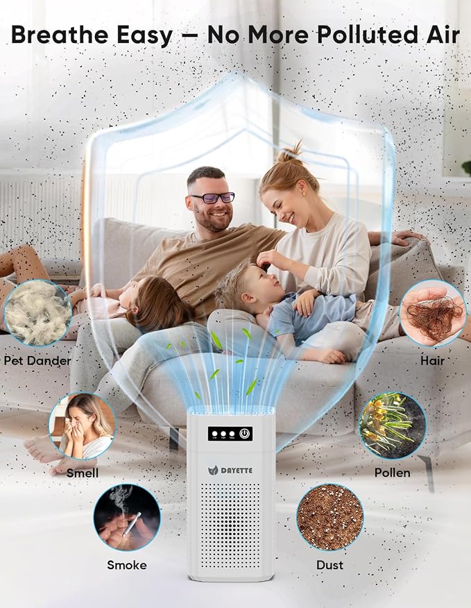 Air Purifiers for Bedroom, DAYETTE H13 True HEPA Air Filter Purifier for Small - Image 6
