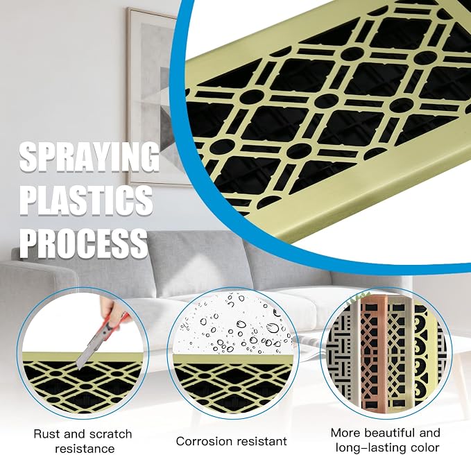 Floor Register Vents Modern AC Vent Cover Ease Adjust Air Vent Cover 4x12 Inch - Image 7