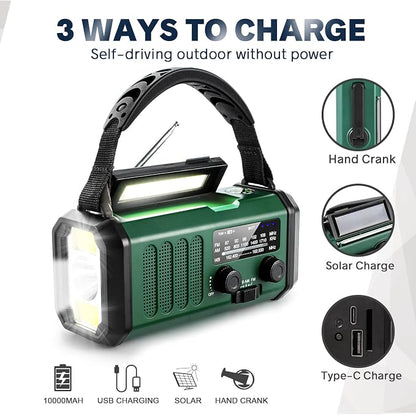 10000mAh Hand Crank Emergency Radio, NOAA Weather Radio - Image 4