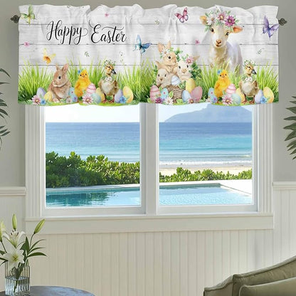 Easter Curtain Valances for Windows, Kitchen Valance Window Treatment, Spring - Image 3