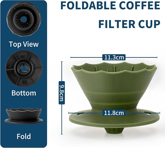 MERMOO YILAN Collapsible Coffee Dripper, Silicone Pour Over Coffee Filter Holder - Image 3