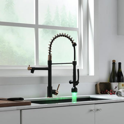 Fapully Commercial Single Handle Pull Down Sprayer Black&Rose Gold Kitchen - Image 8