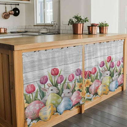 Easter Kitchen Tier Curtains 36 Inch Long 2 Panel Set, Rod Pocket Half Window - Image 7