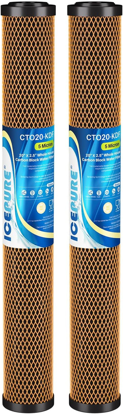 ICEPURE 5 Micron 20" x 2.5" Whole House Activated Carbon and KDF Water Filter by ICEPURE