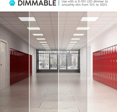 2x4 FT LED Light Flat Panel, 40/50/60W, Color Temperature Selectable 3K | 4K | 5K, Dimmable Recessed Drop Ceiling Lights, 5000/6250/7500 Lumens, Lay in Fixture for Office, 120-277V, UL DLC(4 Pack)