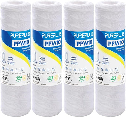 PUREPLUS 20 Micron 10"x2.5" Whole House String Wound Sediment Filter by PUREPLUS
