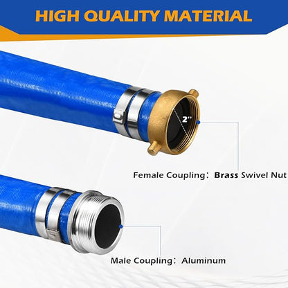 2" x 100 ft Discharge Hose for Swimming Pools, Heavy Duty PVC Lay Flat Water - Image 2