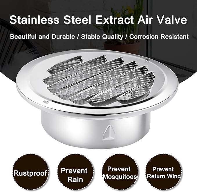 Zonon 18 Pcs Stainless Steel Soffit Vents 4 Inch Round Dryer Vent Cover - Image 5