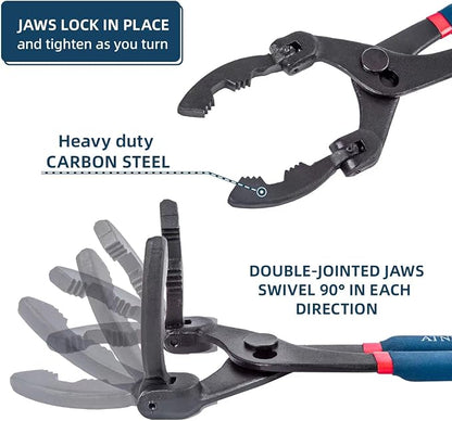 13-Inch Oil Filter Wrench with 90 Degree Swivel, Adjustable Oil Filter Pliers - Image 2