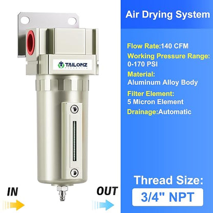 TAILONZ PNEUMATIC 3/4" NPT Industrial Grade Heavy Duty Particulate Air Filter - Image 9