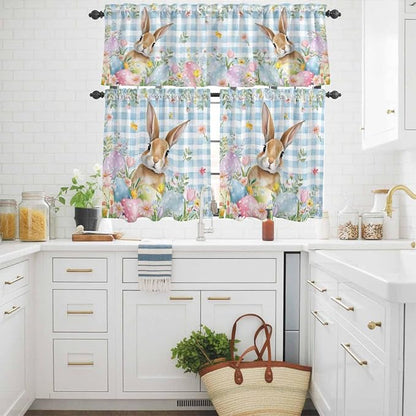 Kitchen Curtains Tiers and Valance Set of 3, Easter Light Filtering Window - Image 3