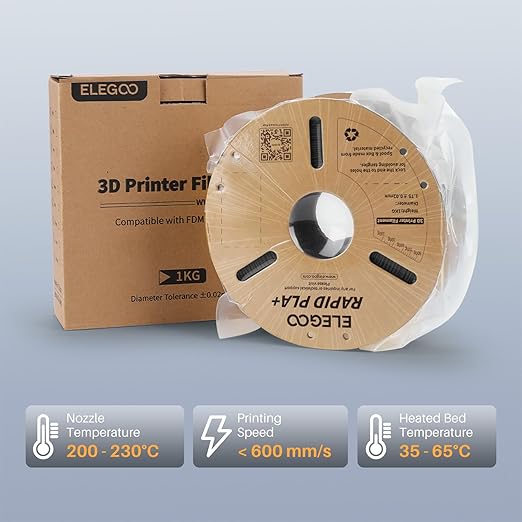 ELEGOO Rapid PLA Plus Filament 1.75mm Black 4KG, PLA+ 3D Printer Filament for 30-600 mm/s High Speed Printing, Dimensional Accuracy +/- 0.02 mm, 4 Pack 1kg Spool(2.2lbs)