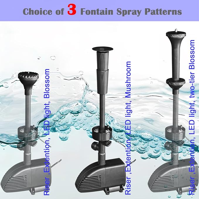 Pond Filter with Pump Fountain Kits, Submersible Pump Pond Fountain Koi Pond - Image 2