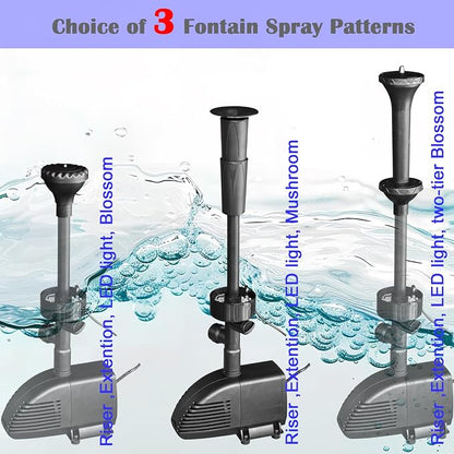 Pond Filter with Pump Fountain Kits, Submersible Pump Pond Fountain Koi Pond - Image 2