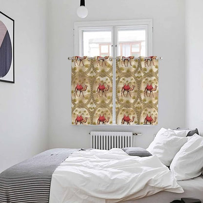 2 Panel Kitchen Cafe Curtains, Desert Camels Sunlight Filtering Nature Air - Image 4