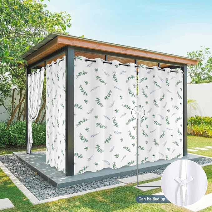 Leaf Outdoor Curtains for Patio Summer Jugal Leaves Pastoral Plant Waterproof - Image 7