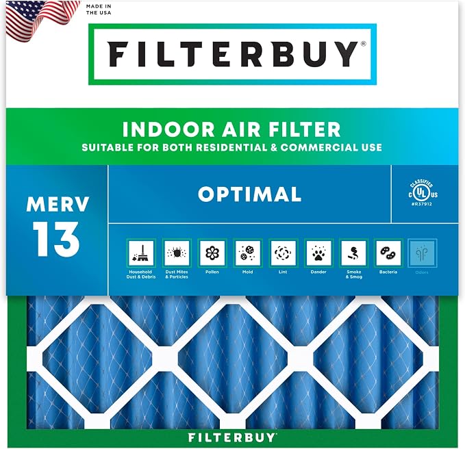Filterbuy 20x20x2 Air Filter MERV 13 Optimal Smoke & Allergy Defense, by Filterbuy