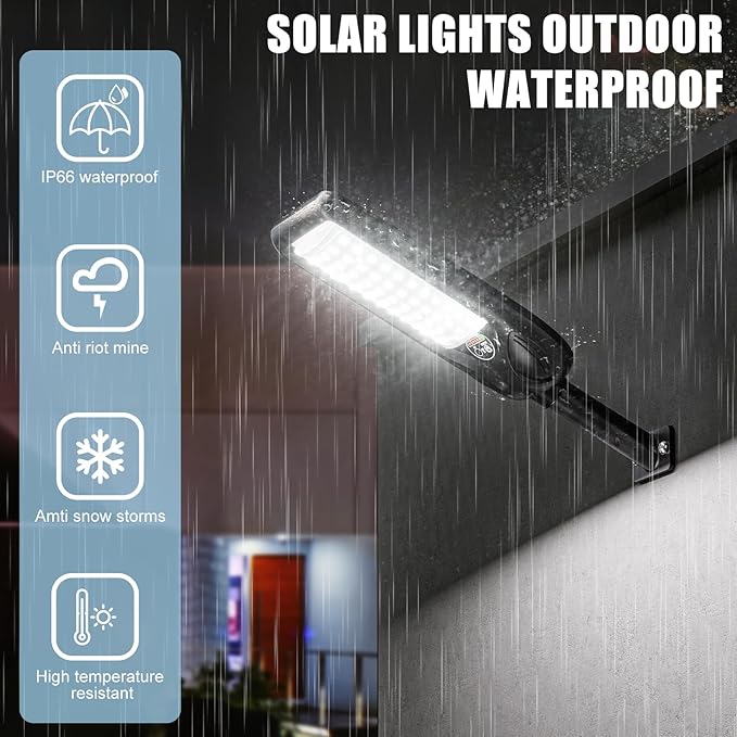 Solar Street Lights Outdoor Waterproof ,30000LM Dusk to Dawn Solar Lights with Motion Sensor and Remote Control Solar Powered LED Flood Light Outside for Parking Lot, Security, Garden, Garages 4 Pack