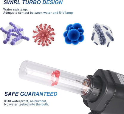 Aquarium U-V Filter for 40-75 Gal, 211 GPH Swirl Turbo Design Submersible - Image 5
