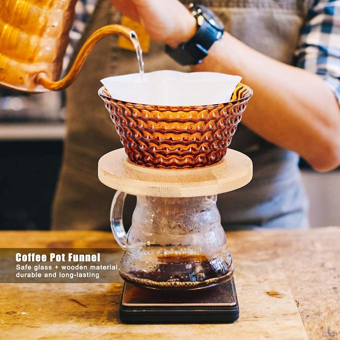 AUNMAS Coffee Dripper Pour Over Filter, Thick Glass Durable Simple Use Even - Image 6
