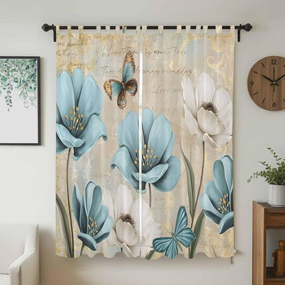 Spring Flowers Living Room Curtains 96 Inch Length, Window Curtains Tab Top - Image 2