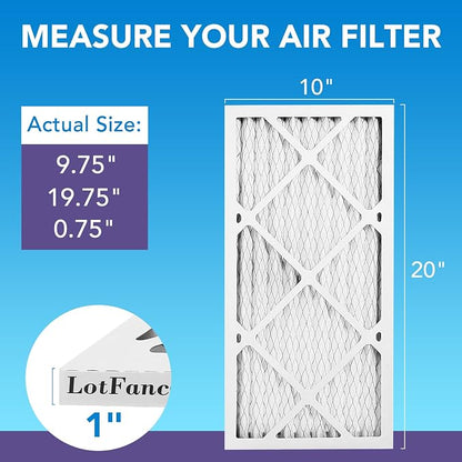 LotFancy 10x20x1 Air Filter MERV 11 6-Pack, Electrostatic Pleated AC Furnace - Image 2
