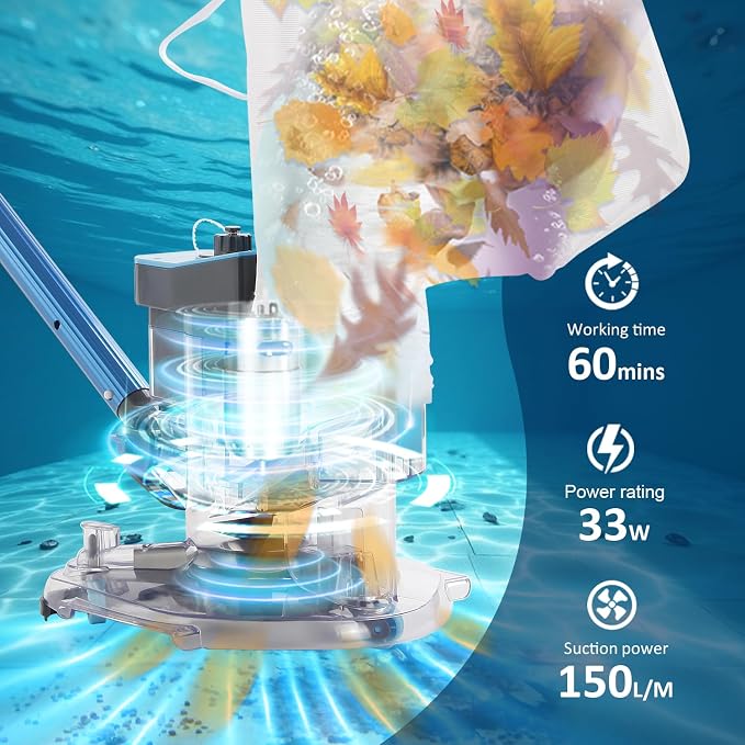 Cordless Rechargeable Pool Leaf Vacuum, Ultra Strong Suction, 3 in 1 Cleaning - Image 8