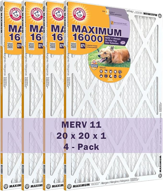 Arm & Hammer Max Allergen & Odor Reduction 20x20x1 Air and Furnace Filter by ARMHAMMER
