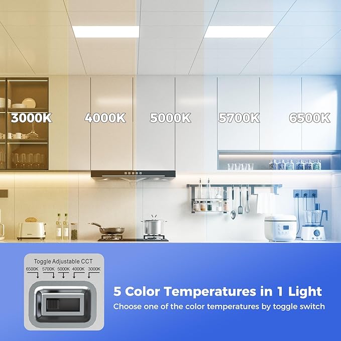 Aphyni 30 Pack 2x2 LED Flat Panel Light, Dimmable Office Kitchen Flush Mount Ceiling Light Panel,Bright 6500LM,Dimmable,Selectable Features, 3000K/4000K/5000K/5700K/6500K, 30W/35W/40W/45W/50W