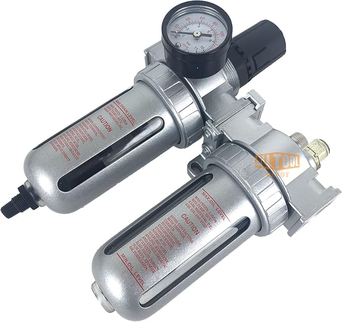 1/2" NPT Mid Flow Compressed Air In Line Filter Regulator Lubricator Oiler - Image 3