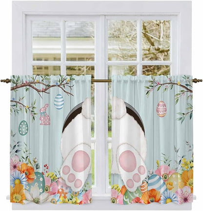 Easter Bunny Kitchen Curtains 54 Inch Long 2 Panel Set, Rod Pocket Window - Image 2