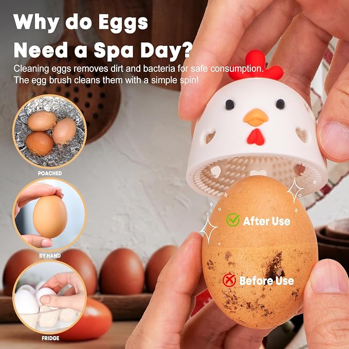 2PCS Egg Cleaner, Egg Washer for Fresh Eggs, Silicone Chicken Coop Accessories - Image 3
