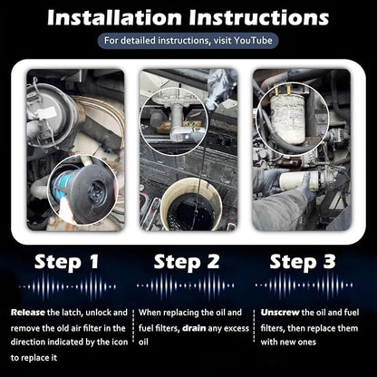 Maintenance Service Filter Kit, Air/Fuel/Oil Filter Set Compatible - Image 7