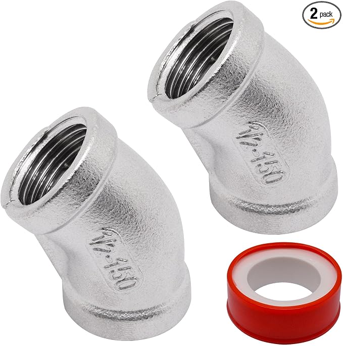 45 Degree Elbow 2PCS, 1/2" NPT Female x 1/2" NPT Female 304 Stainless Steel by SSYDIEN