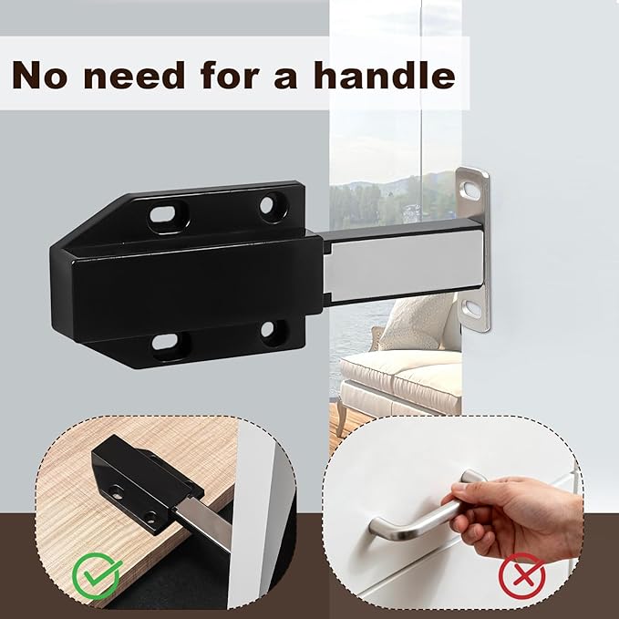 4 Pack Magnetic Push Latch,Heavy Duty Magnetic Touch Latch,for Push to Open Cabinet or Kitchen Drawer, Kitchen Door,on Strong Pop Out (White - 2.7 inch, 4 Pack)