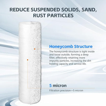 BLUERISE 5 Micron 10" x 2.5" Water Filter Replacement Whole House Sediment Home - Image 8