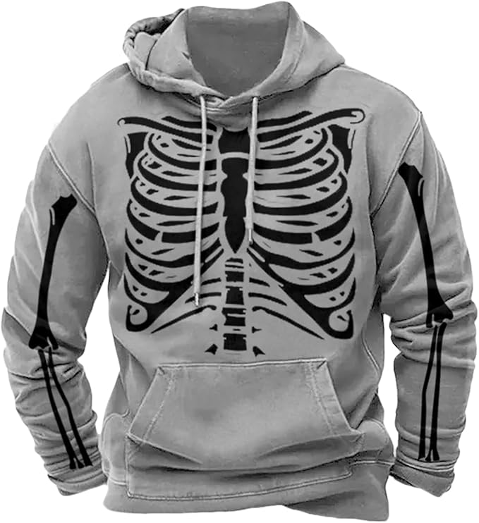 Halloween Hoodie Men Graphic Pumpkin Ghost Printed Sweatshirt Casual Trendy Long Sleeve Halloween Hooded Tops with Pockets