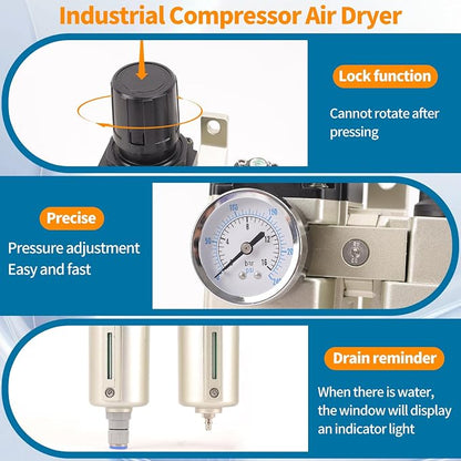 1/2" NPT Industrial Grade 3 Stage Air Compressor Drying System, 0-240 PSI - Image 5