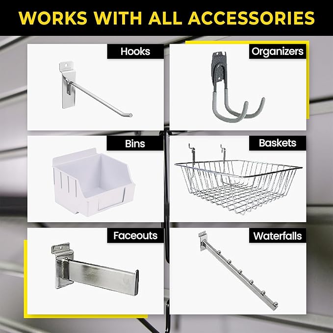 DLDIRECT 48" X 48" - White Slatwall Panel Garage Organizer: Heavy Duty Wall Mounted PVC Rack, Interlocking Slat Paneling for Garage Storage, Slotwall Board, Shelves System