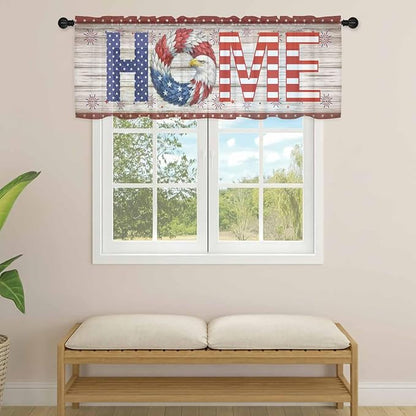 4th of July Sheer Valances for Windows 42"x18", Light Filtering Kitchen - Image 4