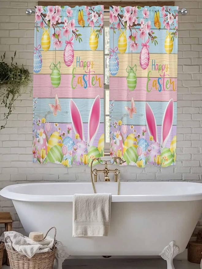 Colorful Easter Living Room Curtains 72 Inches length, Spring Watercolor Bunny - Image 7