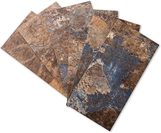 Art3d 102-Piece Peel and Stick Tile Backsplash for Kitchen Bathroom, 3in. × 6in. Stick on Subway Tile Rust Slate